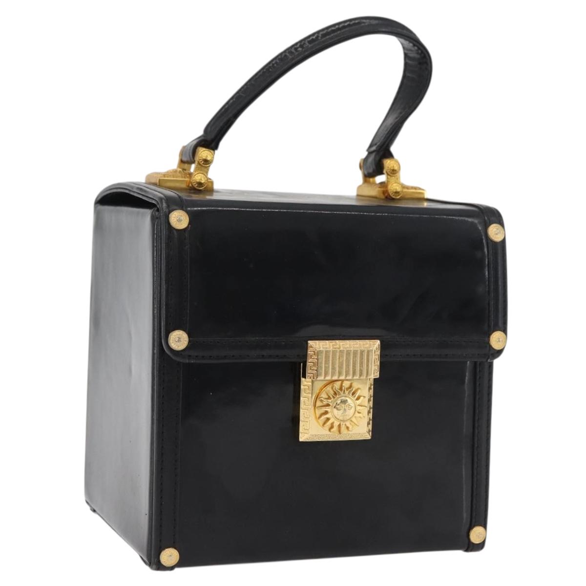 Gianni Versace Hand Bag Patent Leather Black Gold Auth BA13187 - Jerrillo
