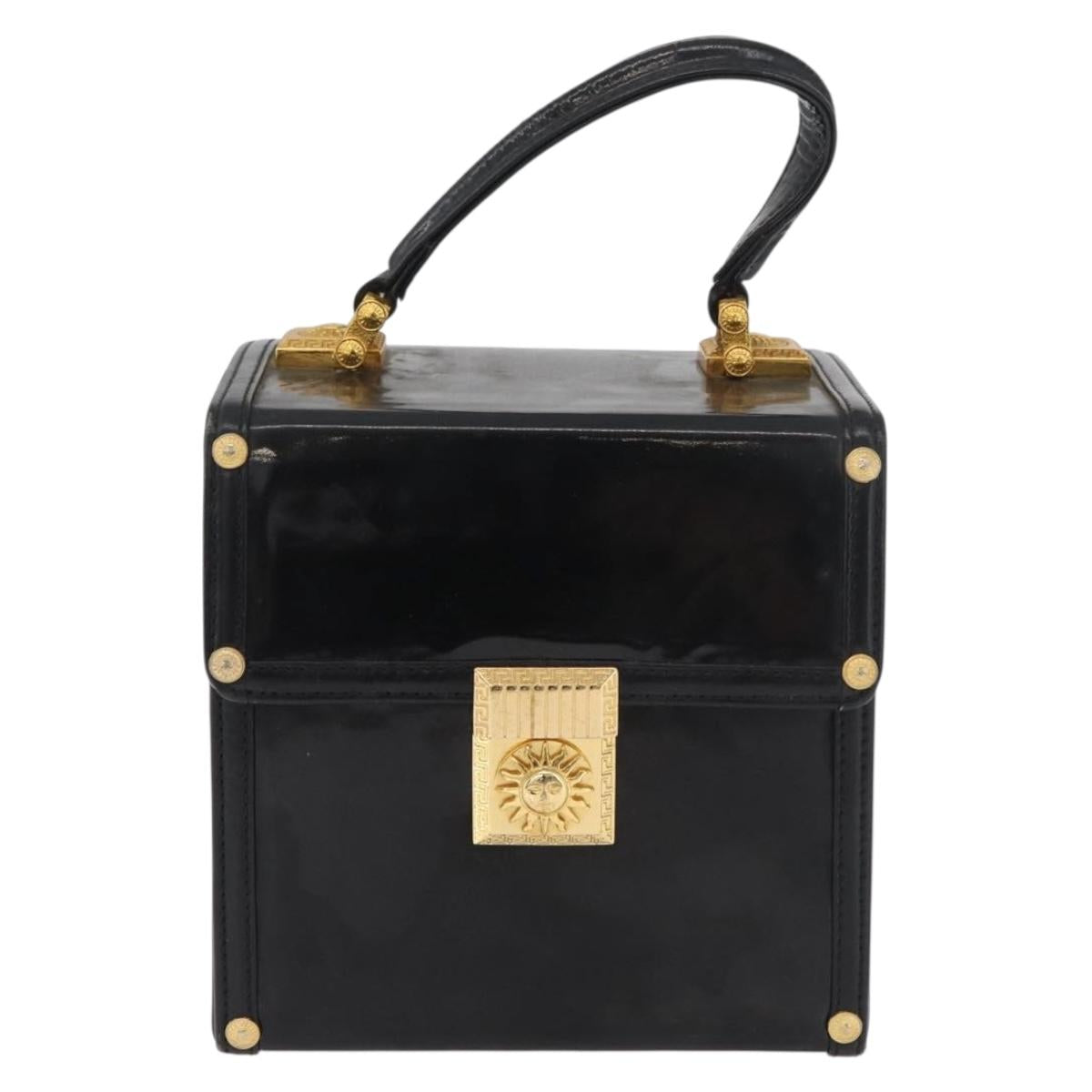 Gianni Versace Hand Bag Patent Leather Black Gold Auth BA13187 - Jerrillo image 2