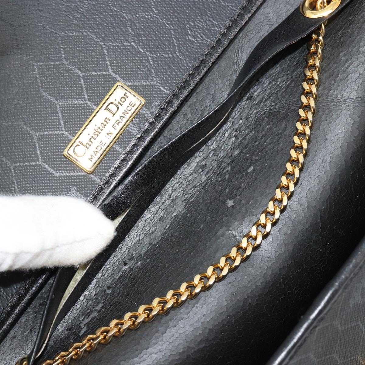 Christian Dior Honeycomb Canvas Chain Shoulder Bag PVC Black Gold Auth BA13315 - Jerrillo image 10