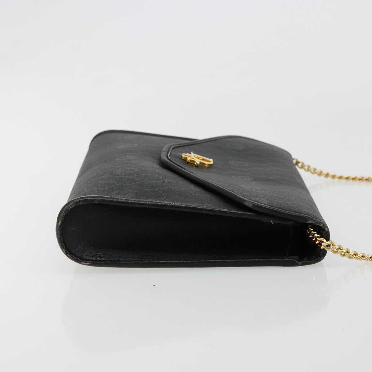 Christian Dior Honeycomb Canvas Chain Shoulder Bag PVC Black Gold Auth BA13315 - Jerrillo image 3