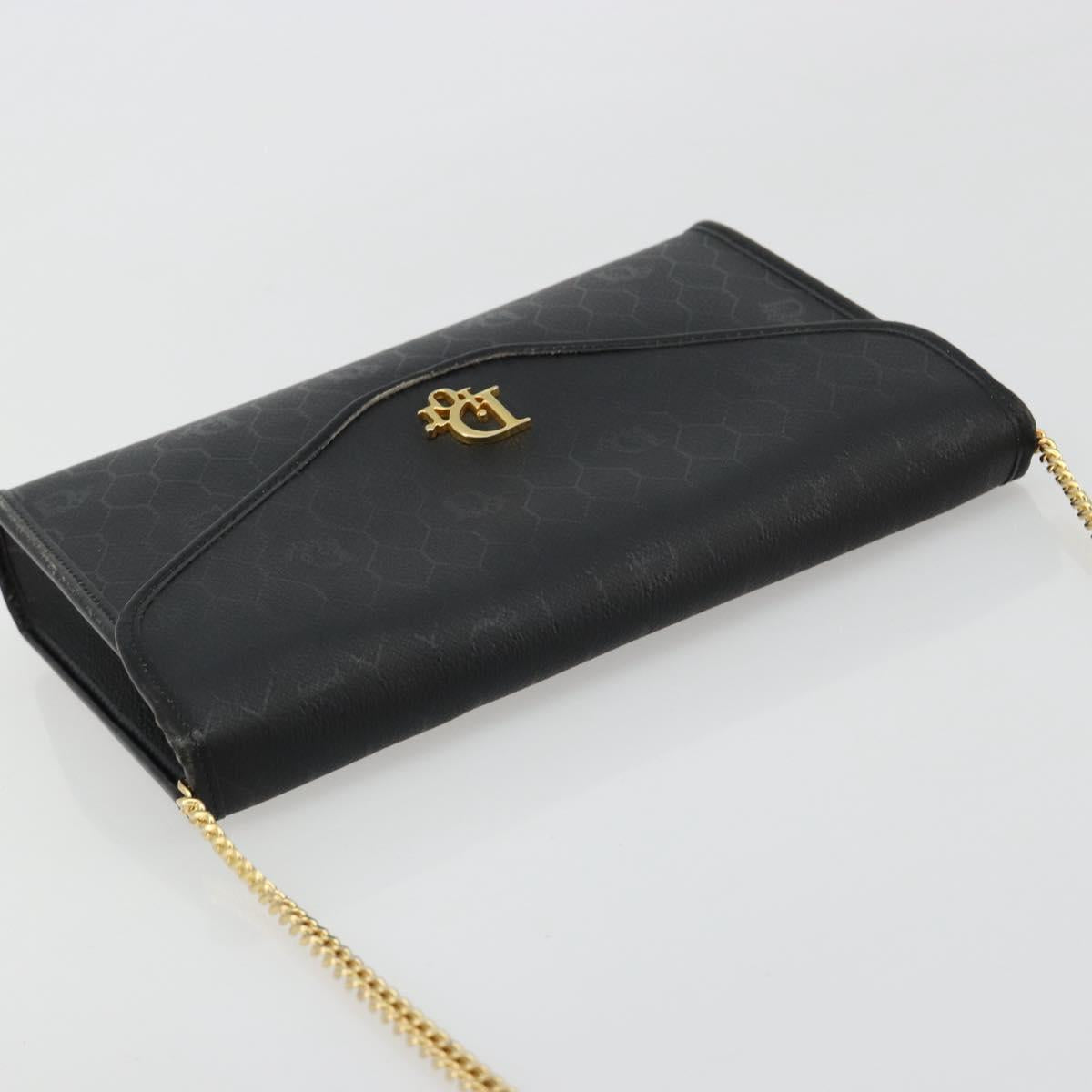 Christian Dior Honeycomb Canvas Chain Shoulder Bag PVC Black Gold Auth BA13315 - Jerrillo image 6