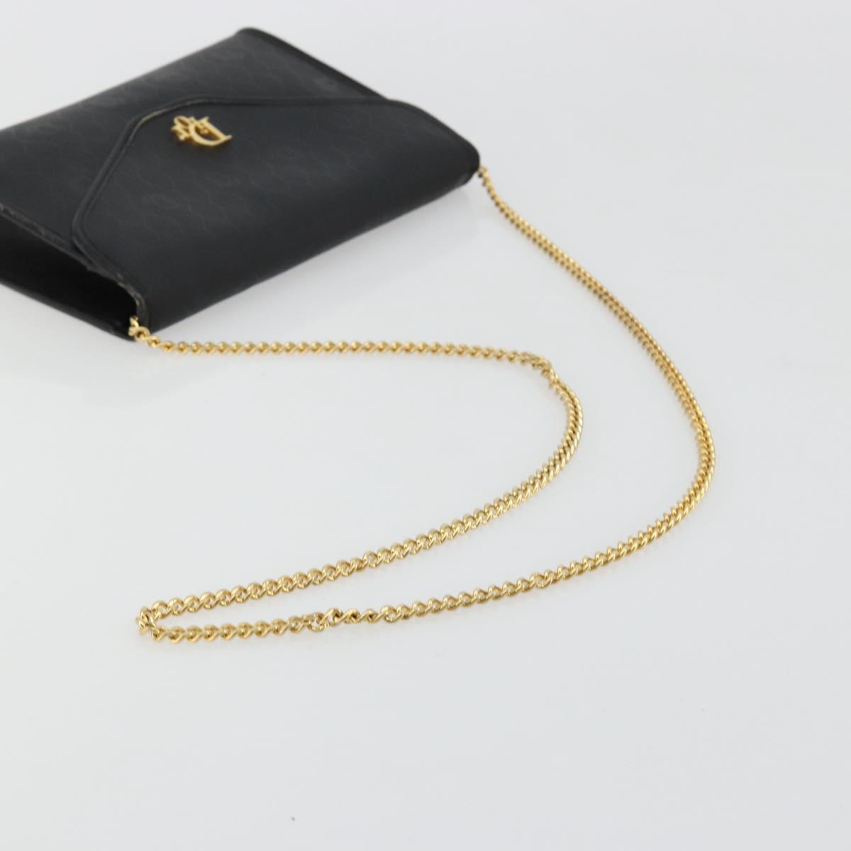 Christian Dior Honeycomb Canvas Chain Shoulder Bag PVC Black Gold Auth BA13315 - Jerrillo image 7