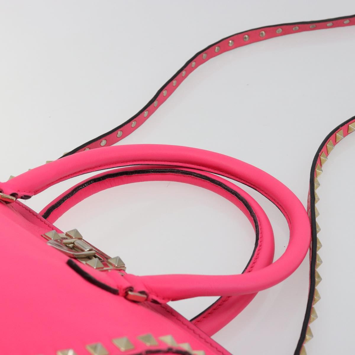 VALENTINO Studs Tote Bag Leather 2way Pink Gold Auth BA13319 - Jerrillo image 8
