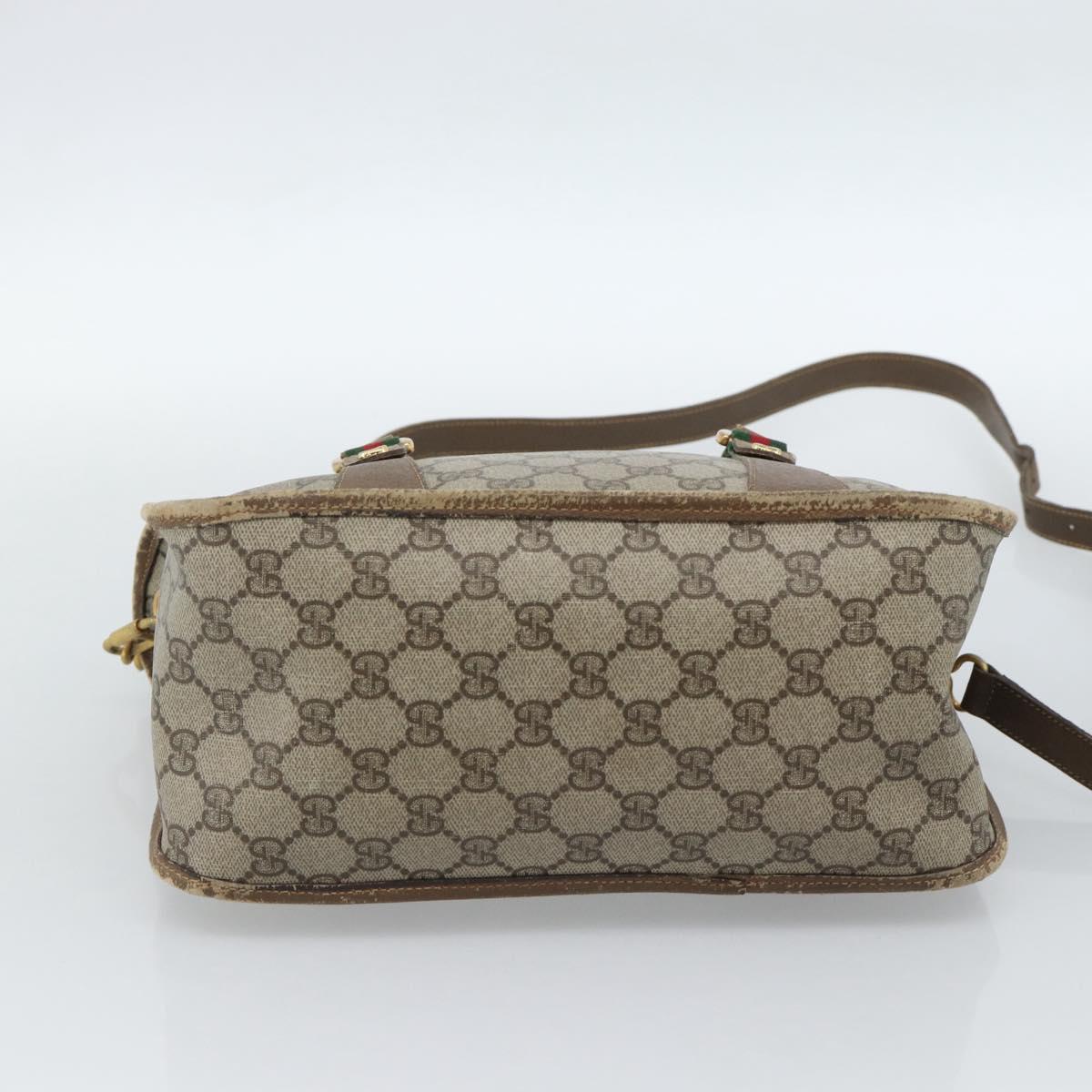 GUCCI GG Supreme Web Sherry Line Bag PVC 2way Beige Gold 41 02 039 Auth BA13358 - Jerrillo image 5