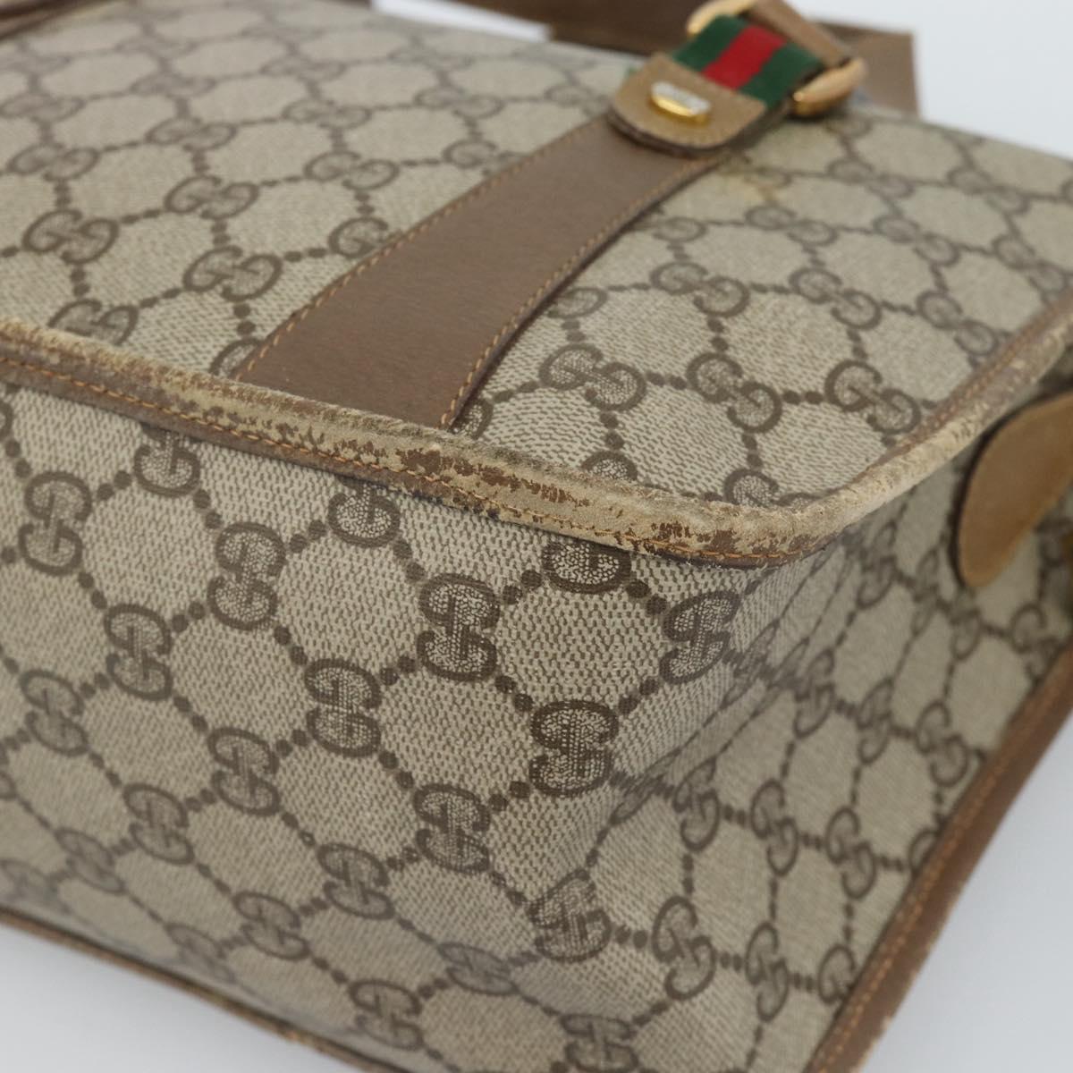 GUCCI GG Supreme Web Sherry Line Bag PVC 2way Beige Gold 41 02 039 Auth BA13358 - Jerrillo image 10