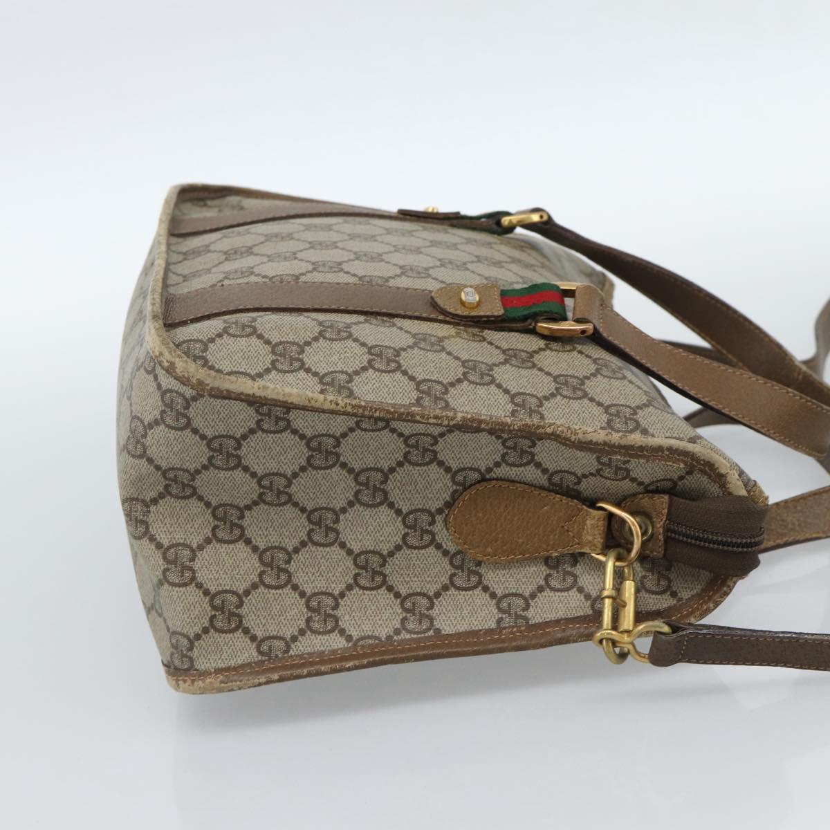 GUCCI GG Supreme Web Sherry Line Bag PVC 2way Beige Gold 41 02 039 Auth BA13358 - Jerrillo image 4