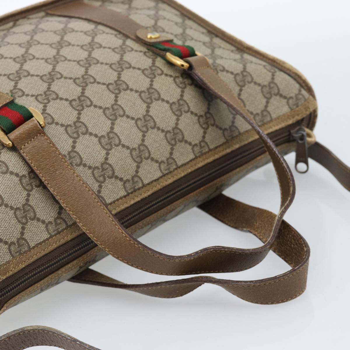 GUCCI GG Supreme Web Sherry Line Bag PVC 2way Beige Gold 41 02 039 Auth BA13358 - Jerrillo image 7