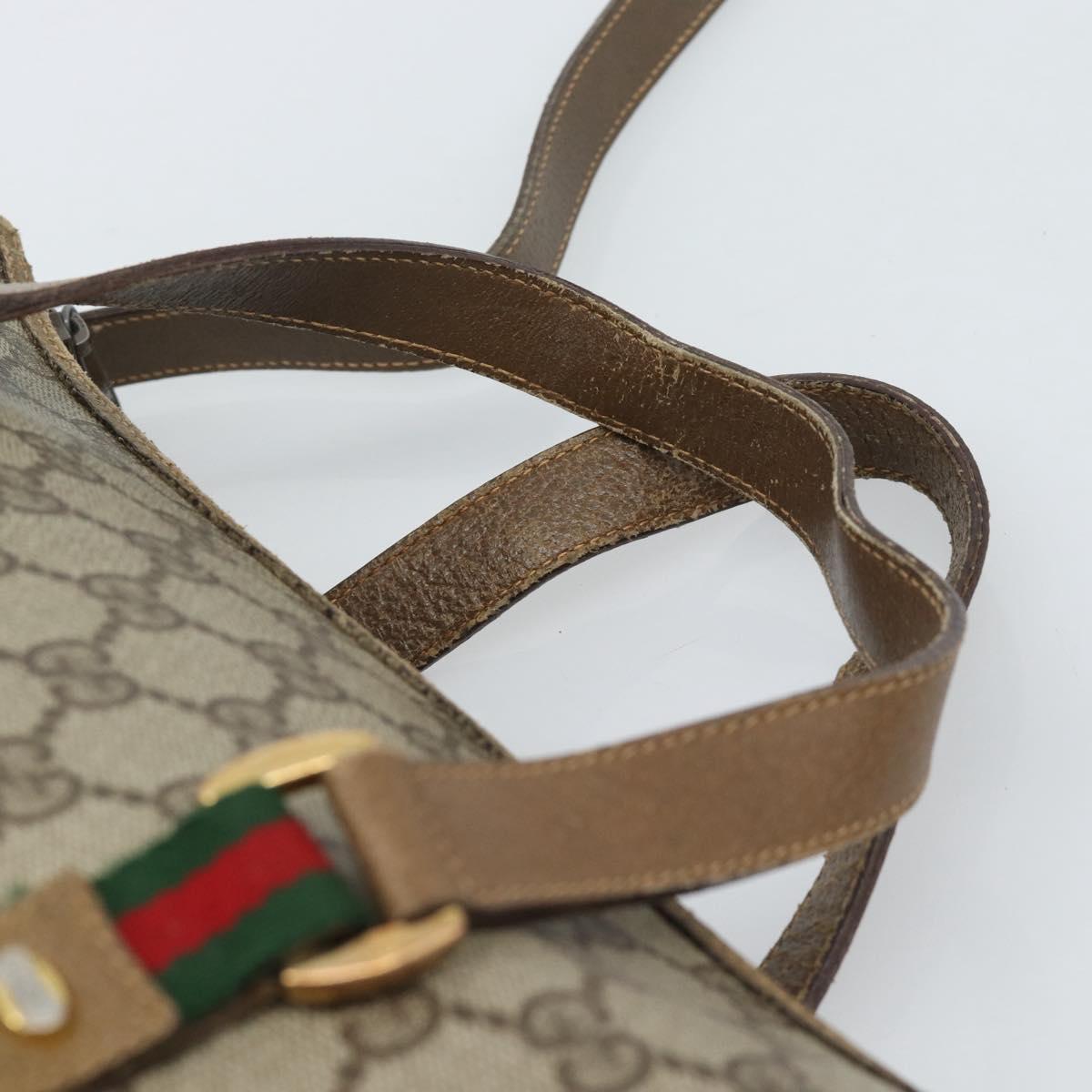 GUCCI GG Supreme Web Sherry Line Bag PVC 2way Beige Gold 41 02 039 Auth BA13358 - Jerrillo image 8