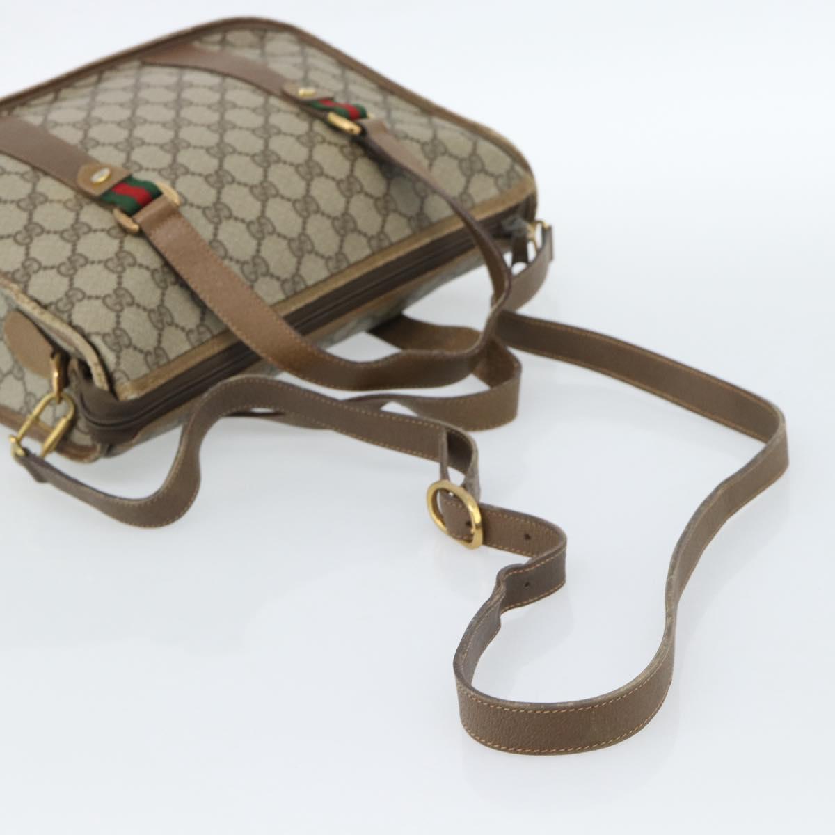 GUCCI GG Supreme Web Sherry Line Bag PVC 2way Beige Gold 41 02 039 Auth BA13358 - Jerrillo image 9