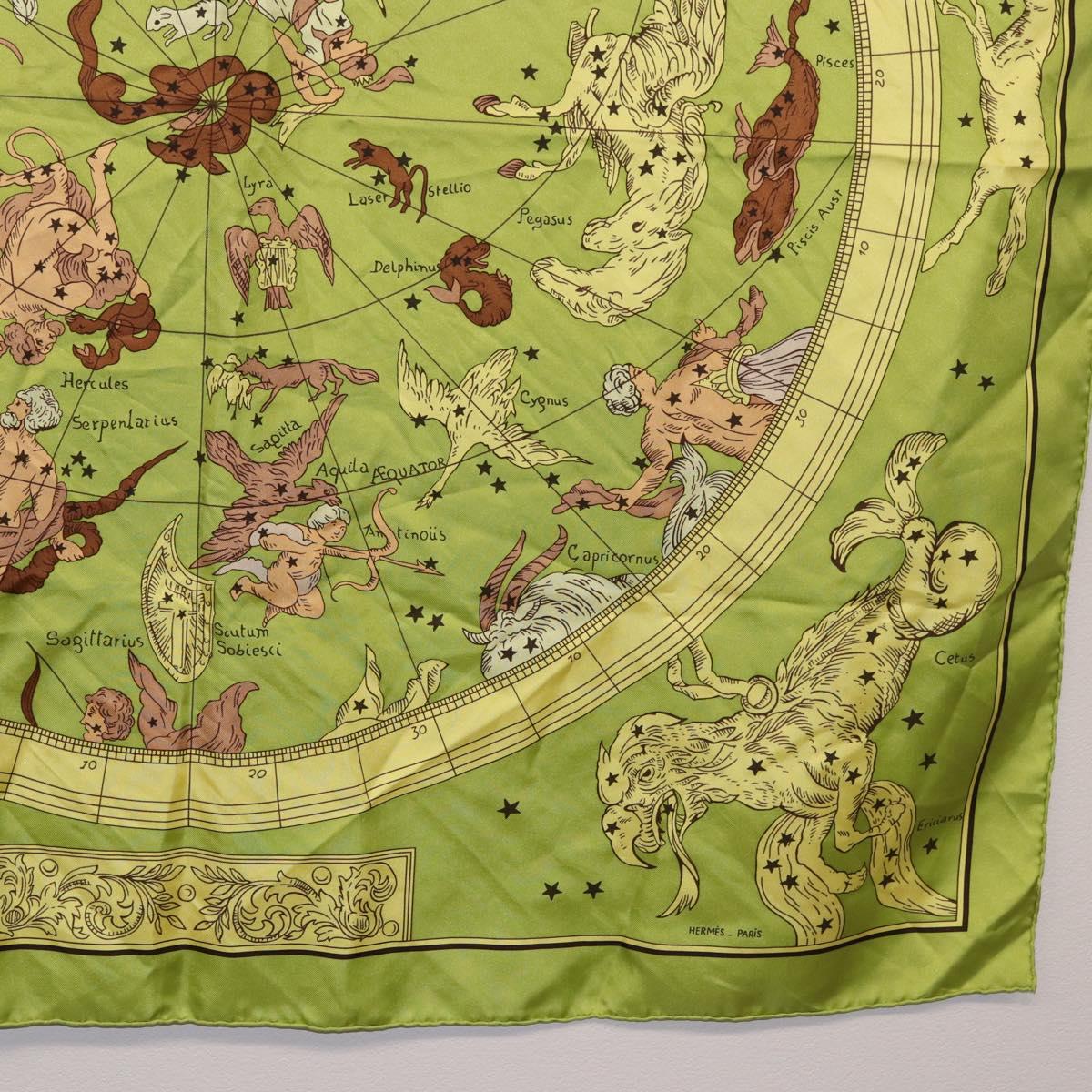 HERMES Carre 90 Scarf "HEMISPHARIUM COELI BOREALE" Silk Green Auth BA13445 - Jerrillo image 10