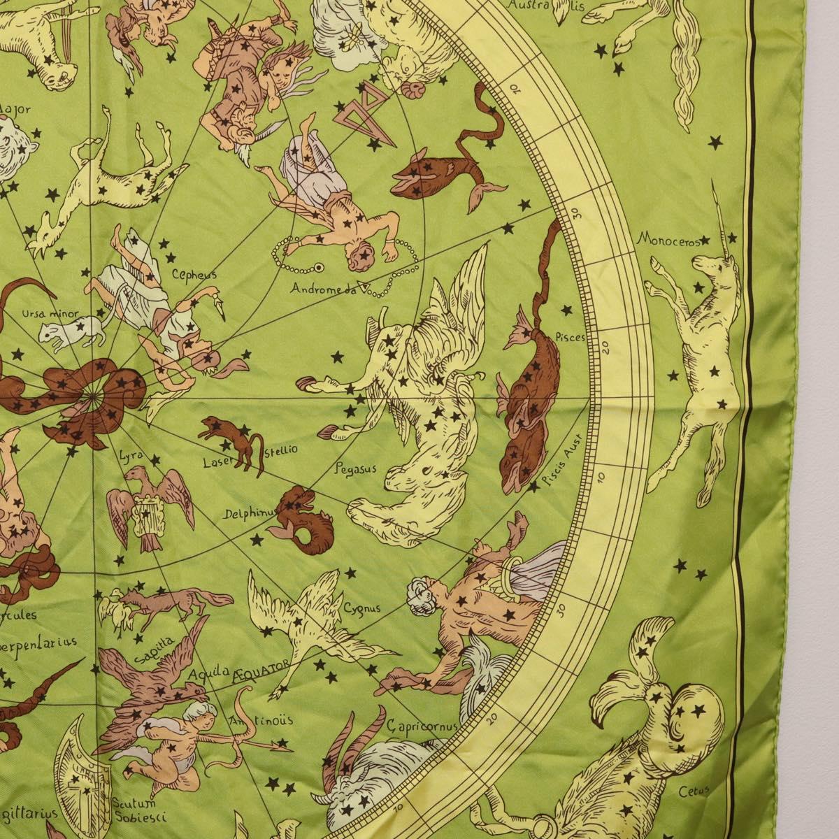 HERMES Carre 90 Scarf "HEMISPHARIUM COELI BOREALE" Silk Green Auth BA13445 - Jerrillo image 7