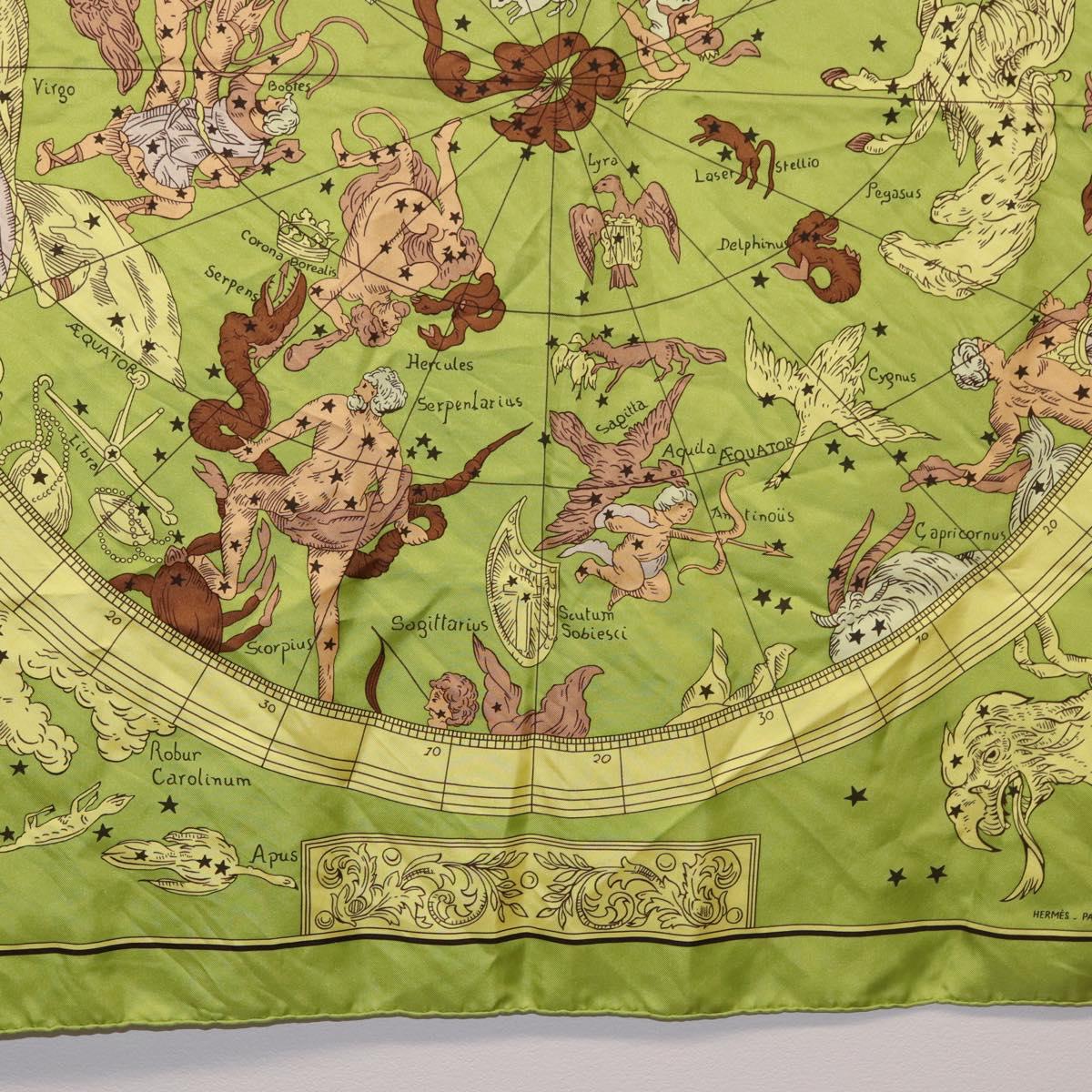 HERMES Carre 90 Scarf "HEMISPHARIUM COELI BOREALE" Silk Green Auth BA13445 - Jerrillo image 9