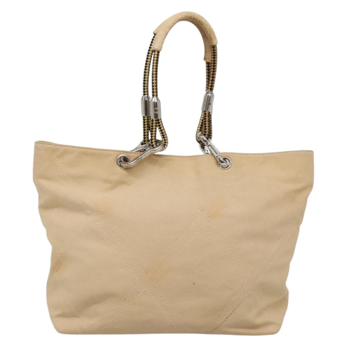 CHANEL COCO Mark Tote Bag Canvas Beige Silver CC Auth BA3696 - Jerrillo image 2