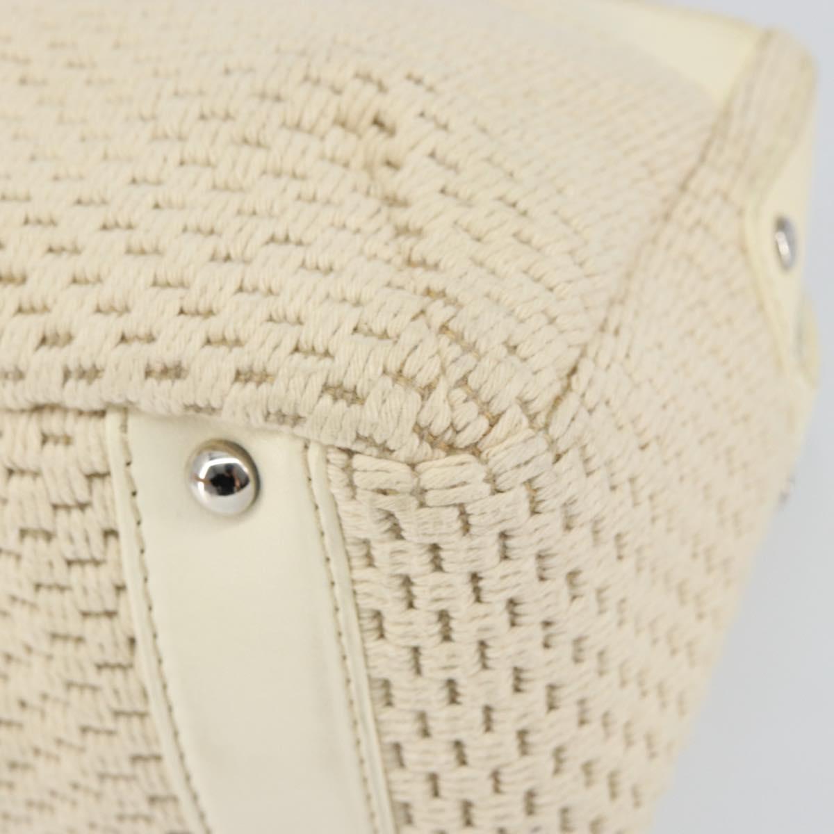 CHANEL Tote Bag Canvas Leather White Silver CC Auth BA8037 - Jerrillo image 9