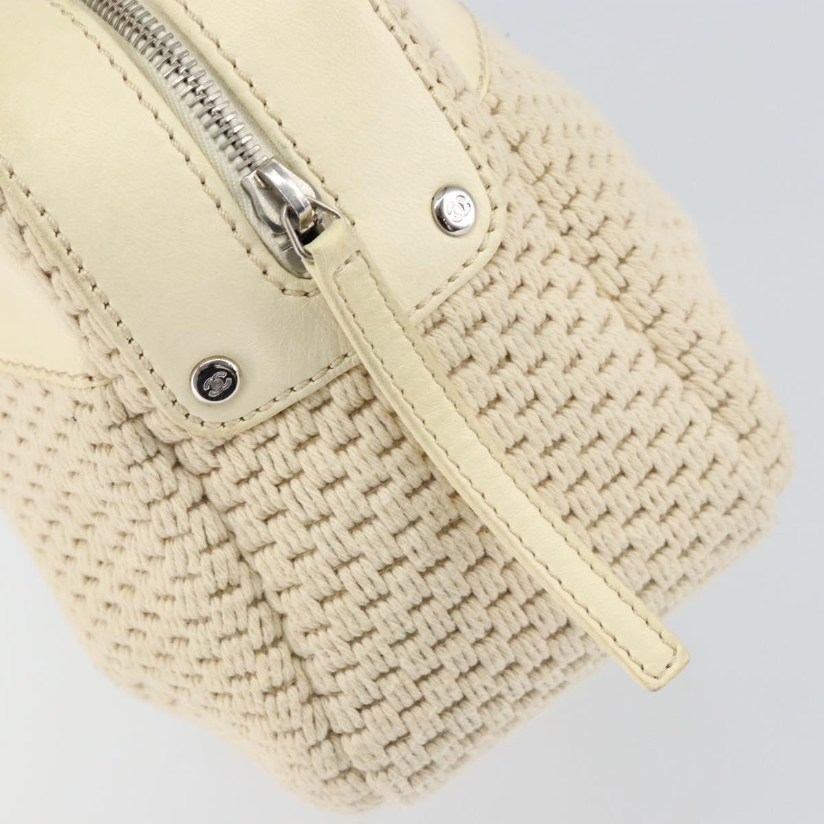 CHANEL Tote Bag Canvas Leather White Silver CC Auth BA8037 - Jerrillo image 10