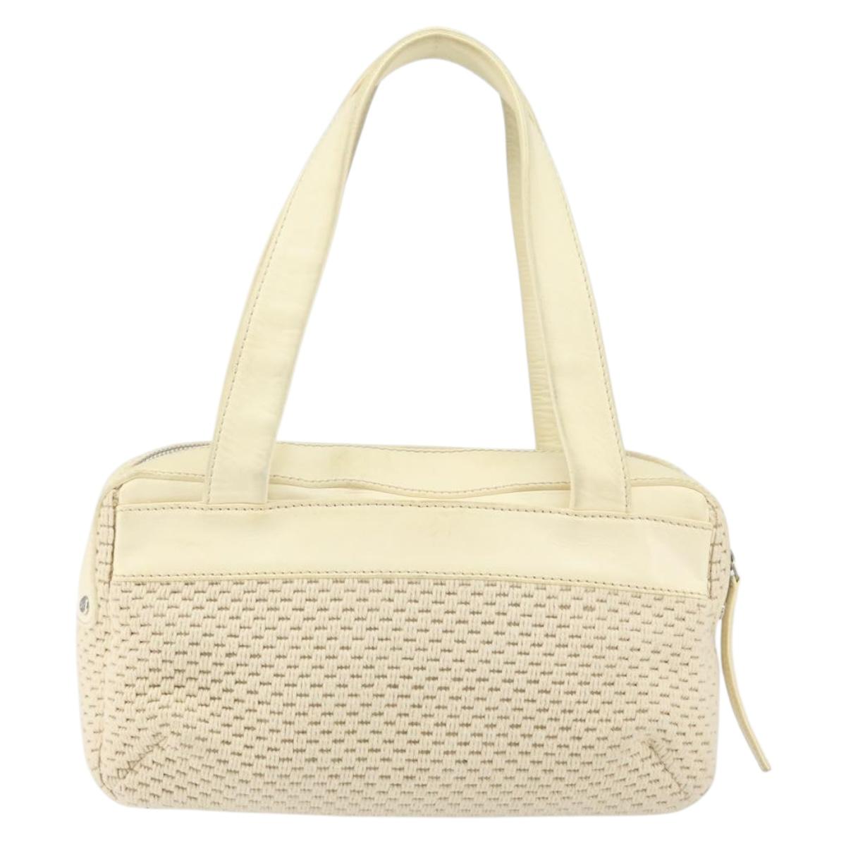 CHANEL Tote Bag Canvas Leather White Silver CC Auth BA8037 - Jerrillo image 2