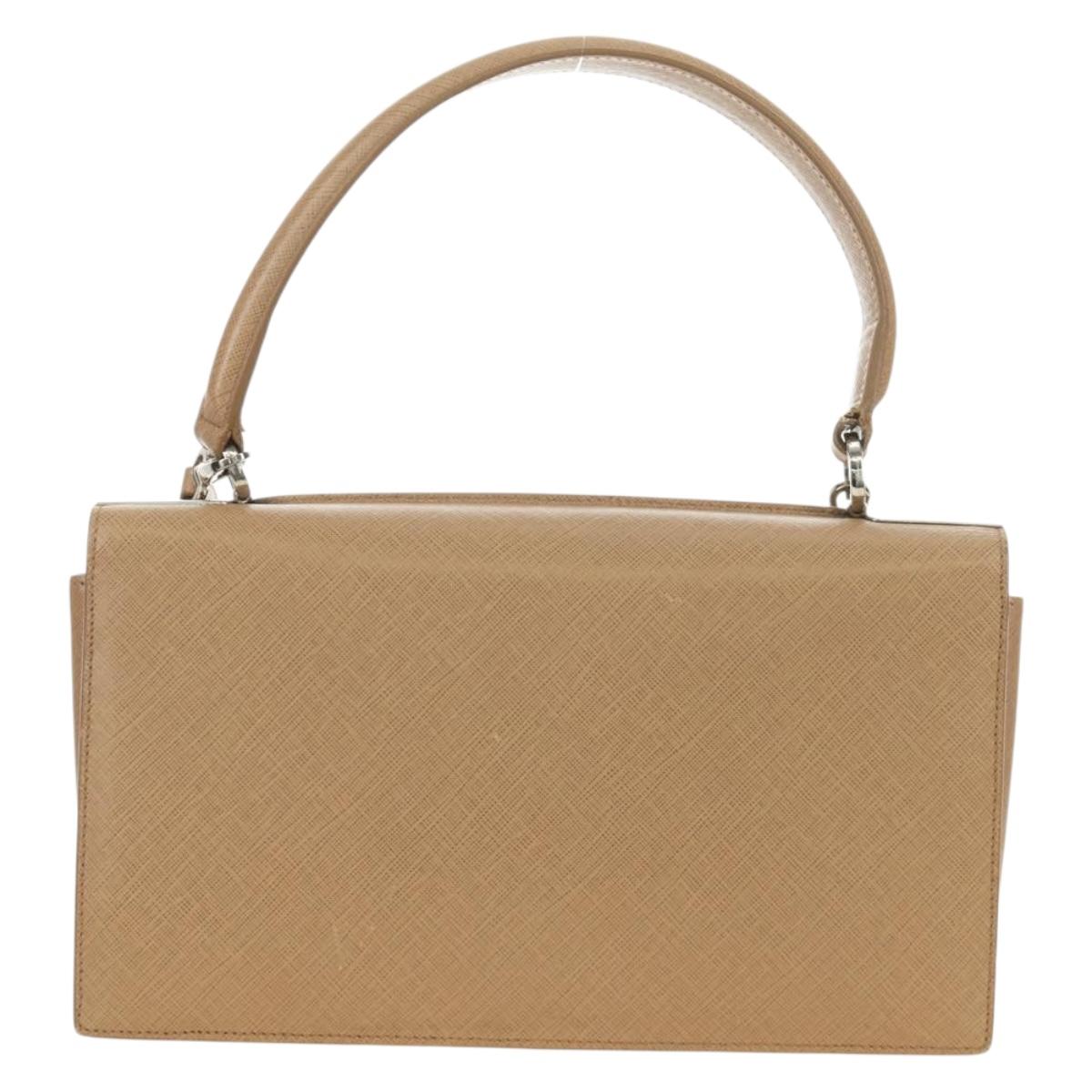 Salvatore Ferragamo Gancini Hand Bag Leather 2way Beige Silver Auth BD1190 - Jerrillo image 3