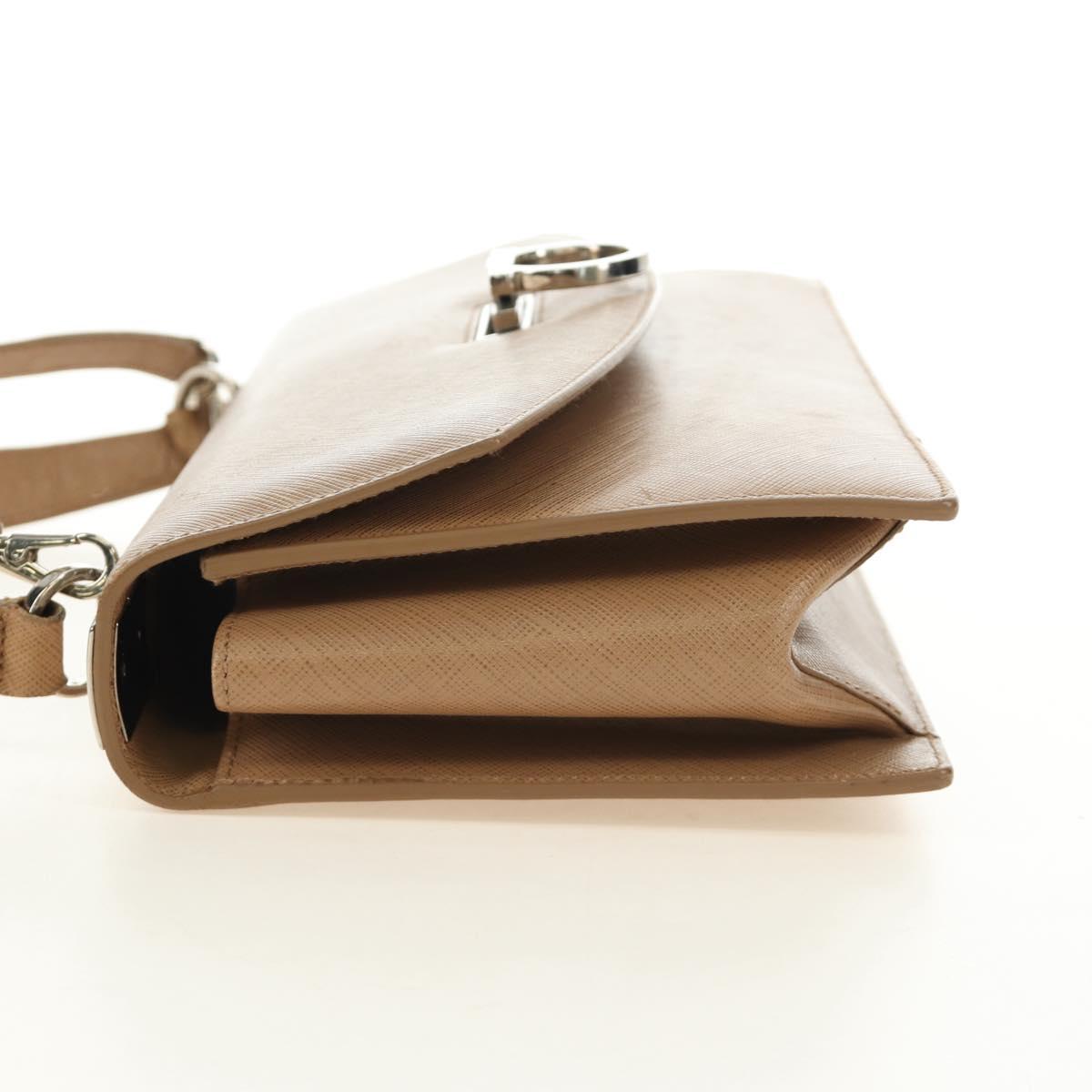 Salvatore Ferragamo Gancini Hand Bag Leather 2way Beige Silver Auth BD1190 - Jerrillo image 4