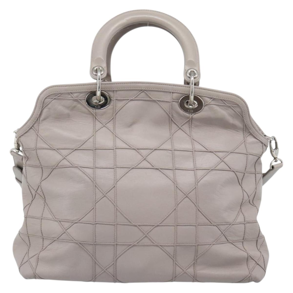 Christian Dior Canage Granville Hand Bag Leather 2way Gray Silver Auth bs27634 - Jerrillo image 2