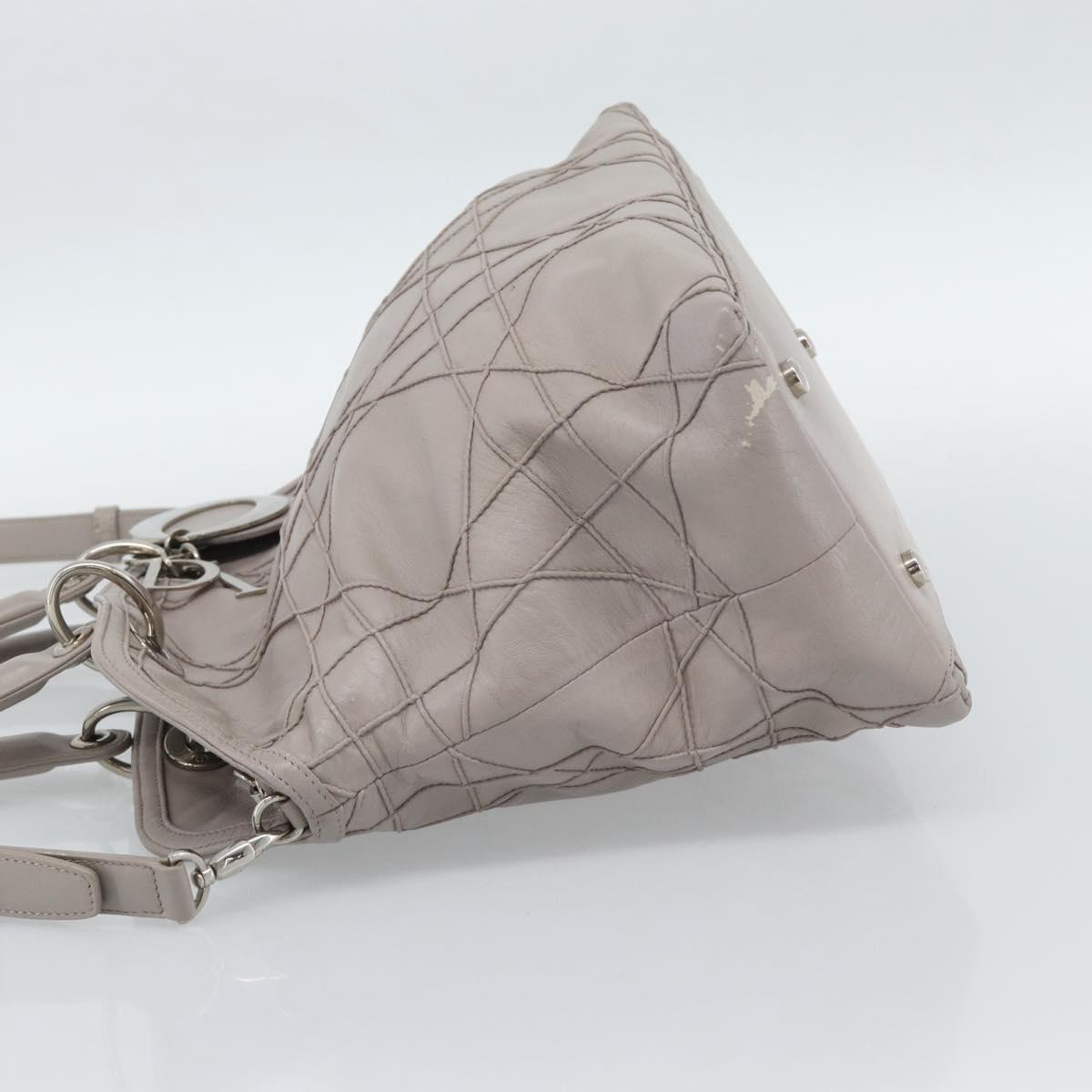 Christian Dior Canage Granville Hand Bag Leather 2way Gray Silver Auth bs27634 - Jerrillo image 3