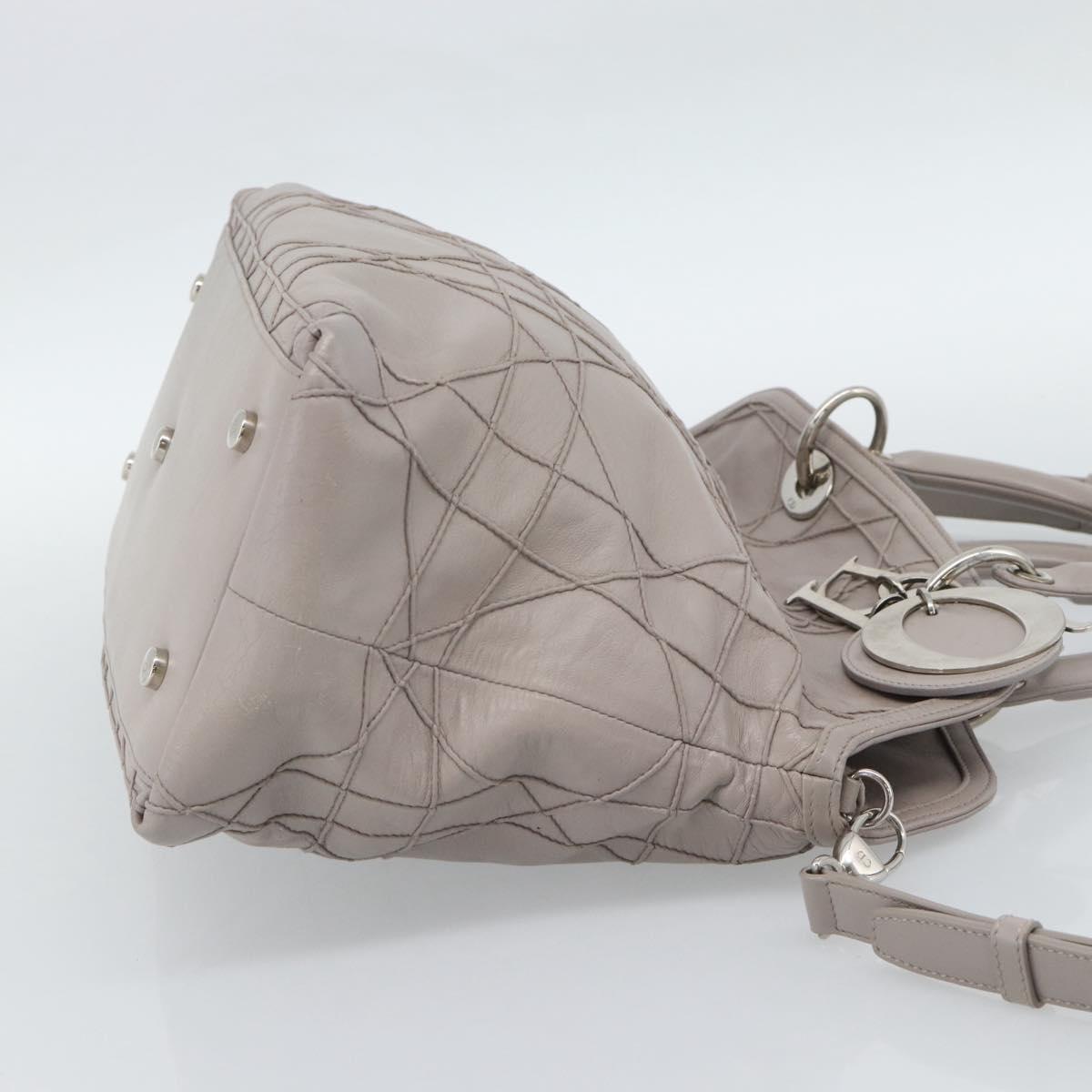 Christian Dior Canage Granville Hand Bag Leather 2way Gray Silver Auth bs27634 - Jerrillo image 4