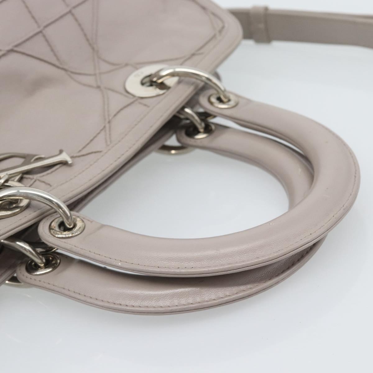 Christian Dior Canage Granville Hand Bag Leather 2way Gray Silver Auth bs27634 - Jerrillo image 7