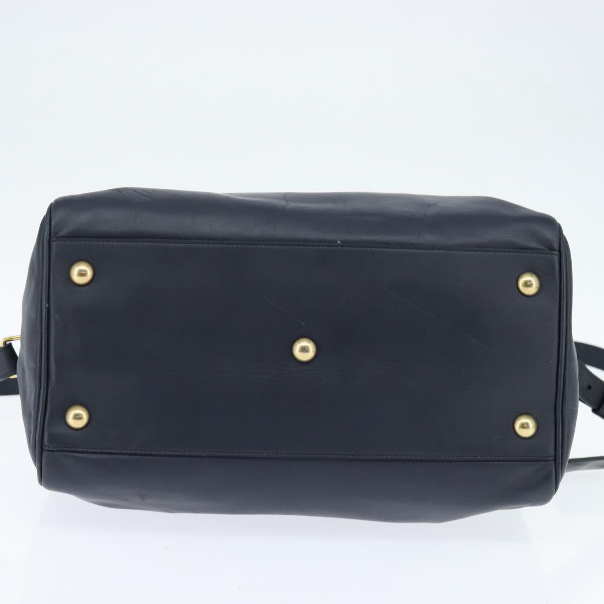 SAINT LAURENT Mini Boston Bag Leather 2way Navy Gold Auth bs30084 - Jerrillo image 5