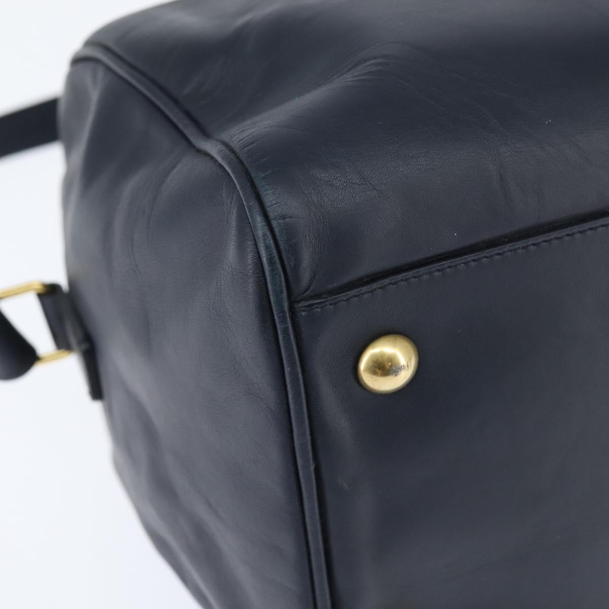 SAINT LAURENT Mini Boston Bag Leather 2way Navy Gold Auth bs30084 - Jerrillo image 9