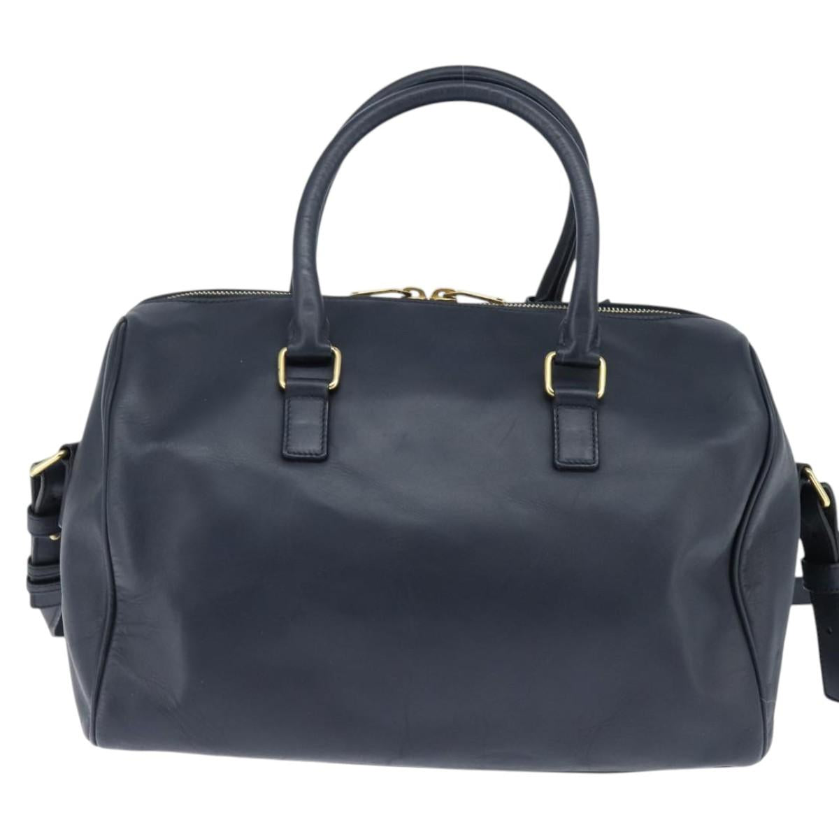 SAINT LAURENT Mini Boston Bag Leather 2way Navy Gold Auth bs30084 - Jerrillo image 2