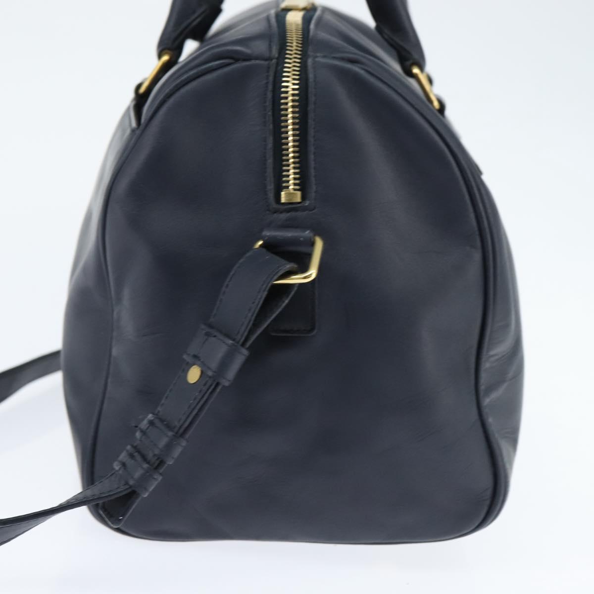 SAINT LAURENT Mini Boston Bag Leather 2way Navy Gold Auth bs30084 - Jerrillo image 3