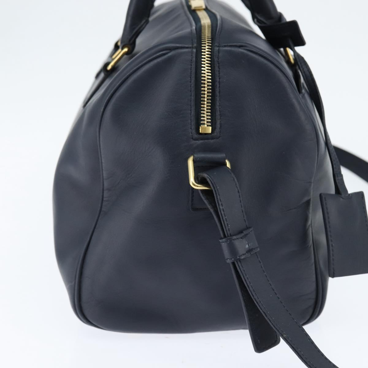 SAINT LAURENT Mini Boston Bag Leather 2way Navy Gold Auth bs30084 - Jerrillo image 4