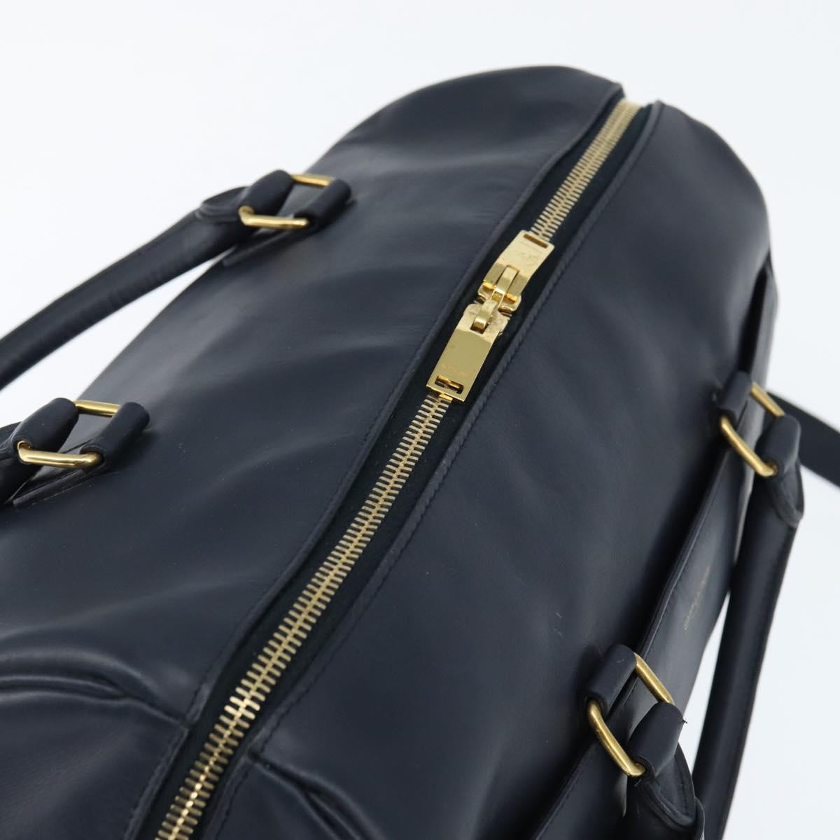SAINT LAURENT Mini Boston Bag Leather 2way Navy Gold Auth bs30084 - Jerrillo image 6