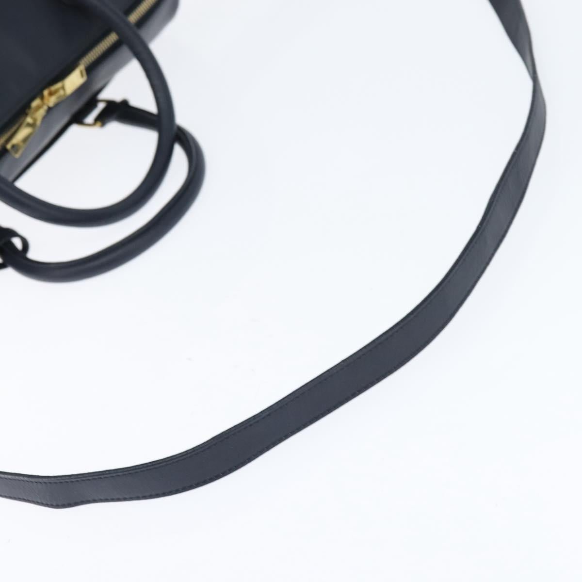 SAINT LAURENT Mini Boston Bag Leather 2way Navy Gold Auth bs30084 - Jerrillo image 8