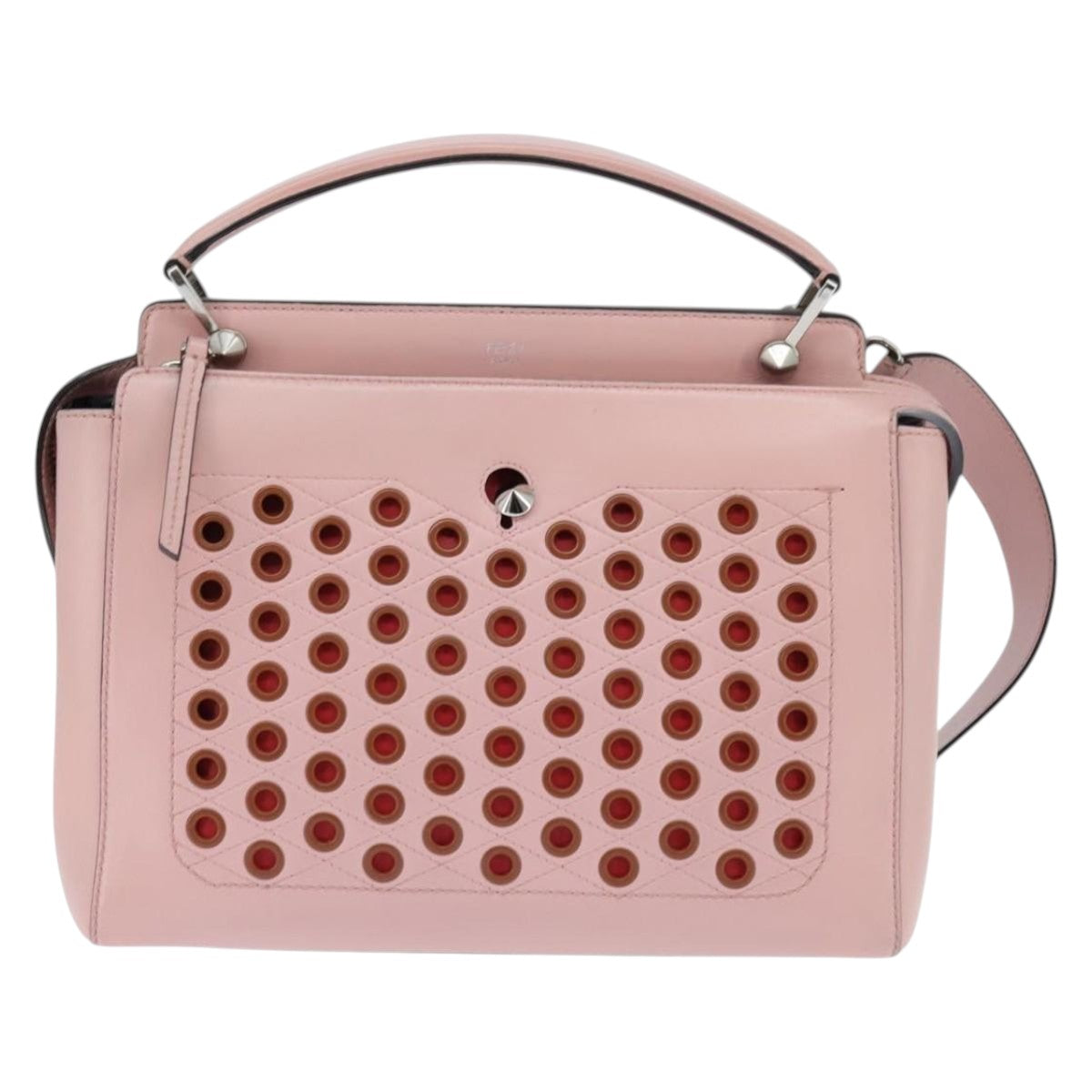 FENDI Dot Com Hand Bag Leather 2way Pink Silver Auth bs30098 - Jerrillo image 2