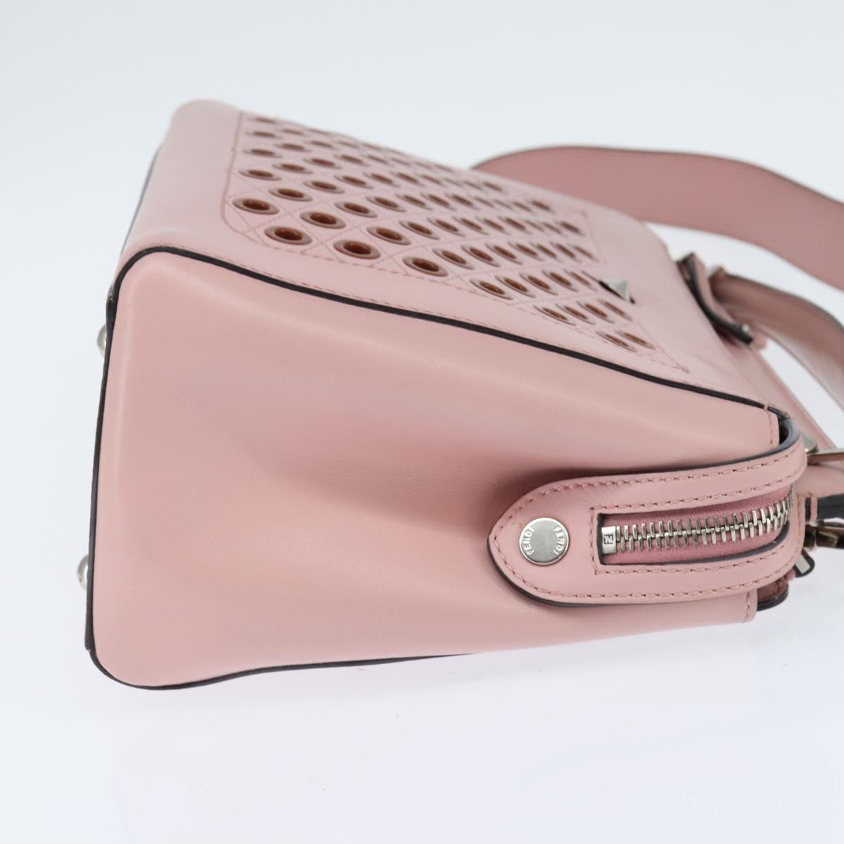 FENDI Dot Com Hand Bag Leather 2way Pink Silver Auth bs30098 - Jerrillo image 5