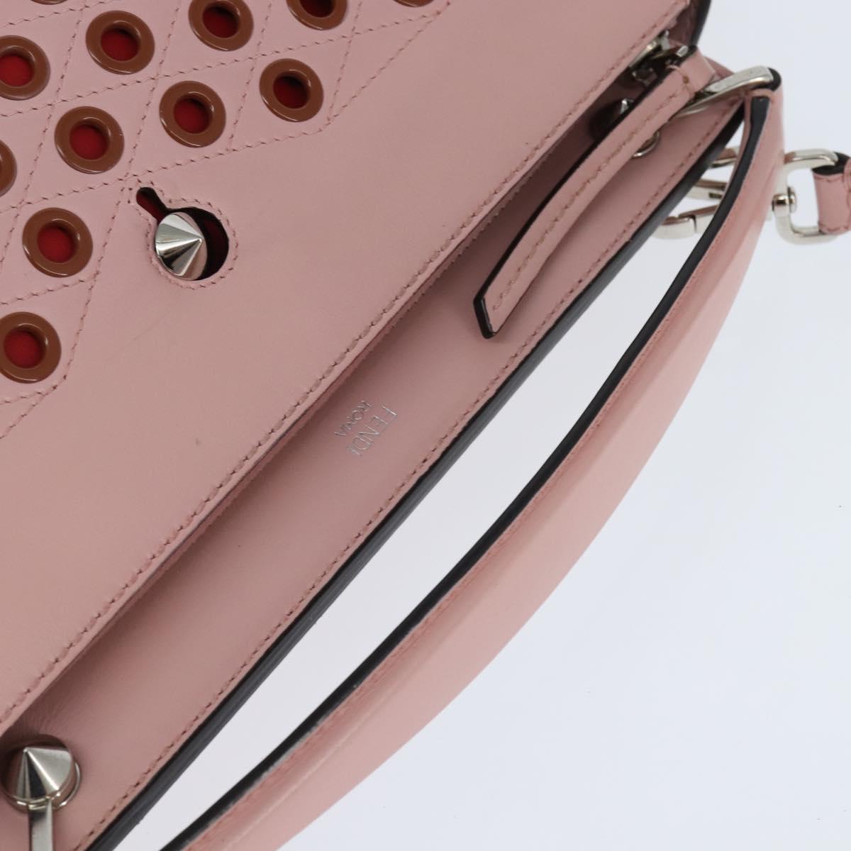 FENDI Dot Com Hand Bag Leather 2way Pink Silver Auth bs30098 - Jerrillo image 6