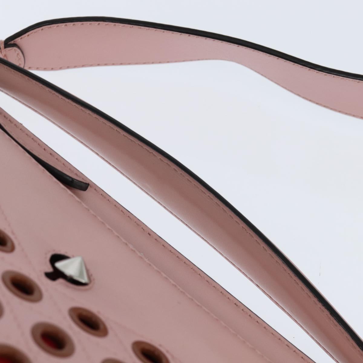 FENDI Dot Com Hand Bag Leather 2way Pink Silver Auth bs30098 - Jerrillo image 8
