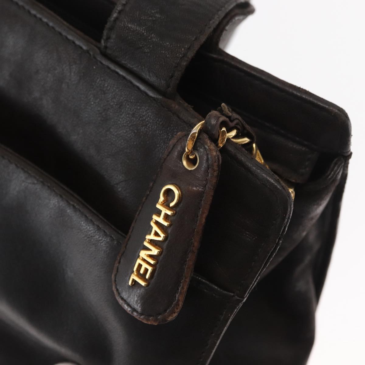 CHANEL Matelasse Tote Bag Lamb Skin Brown Gold CC Auth bs32114 - Jerrillo image 10