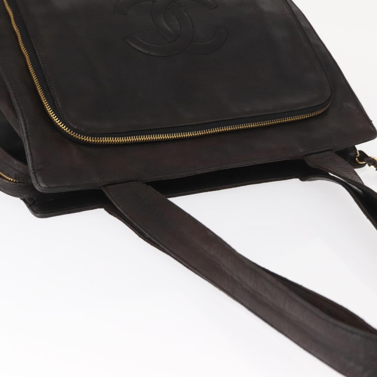 CHANEL Matelasse Tote Bag Lamb Skin Brown Gold CC Auth bs32114 - Jerrillo image 6