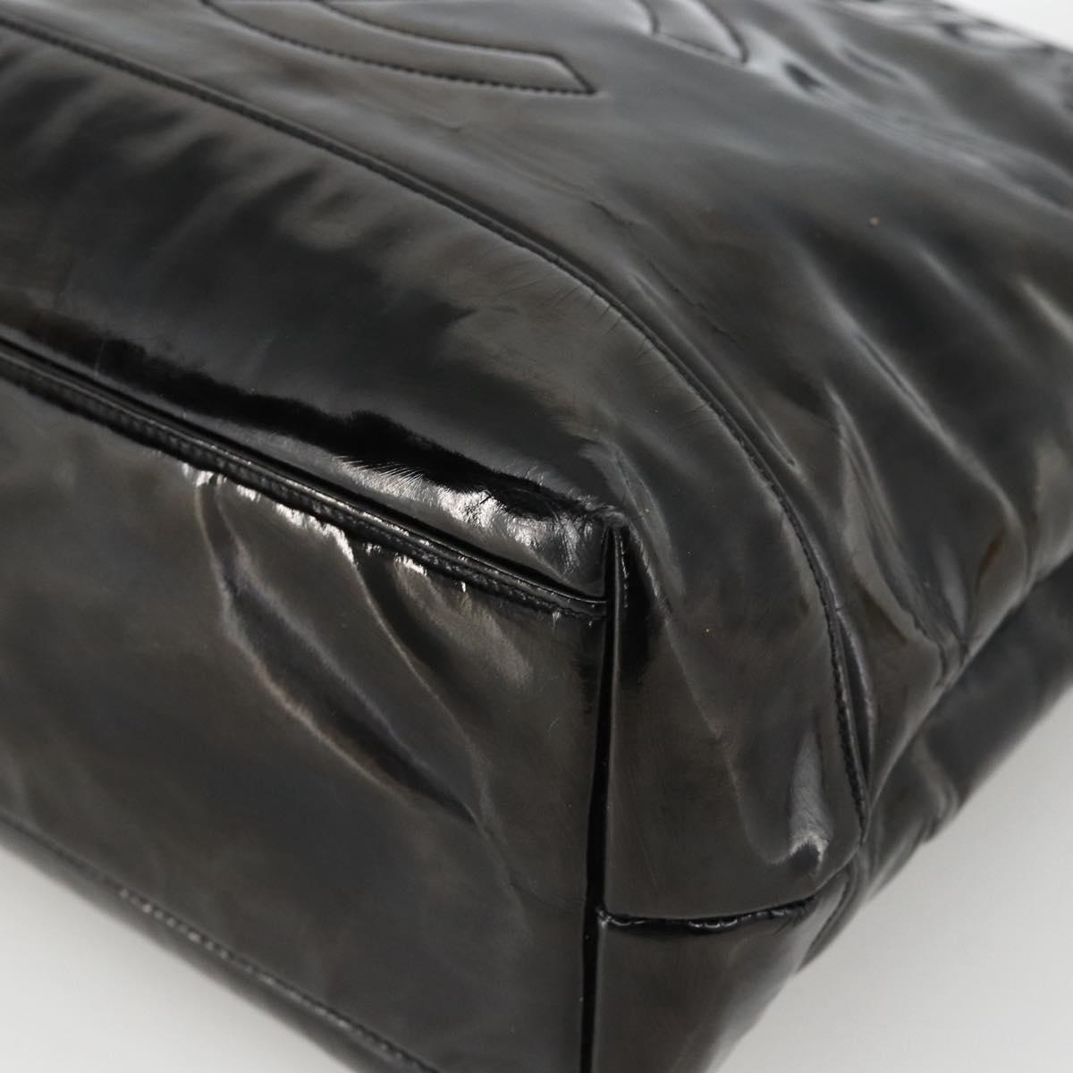 CHANEL Chain Tote Bag Patent Leather Black Gold CC Auth bs34313 - Jerrillo image 8
