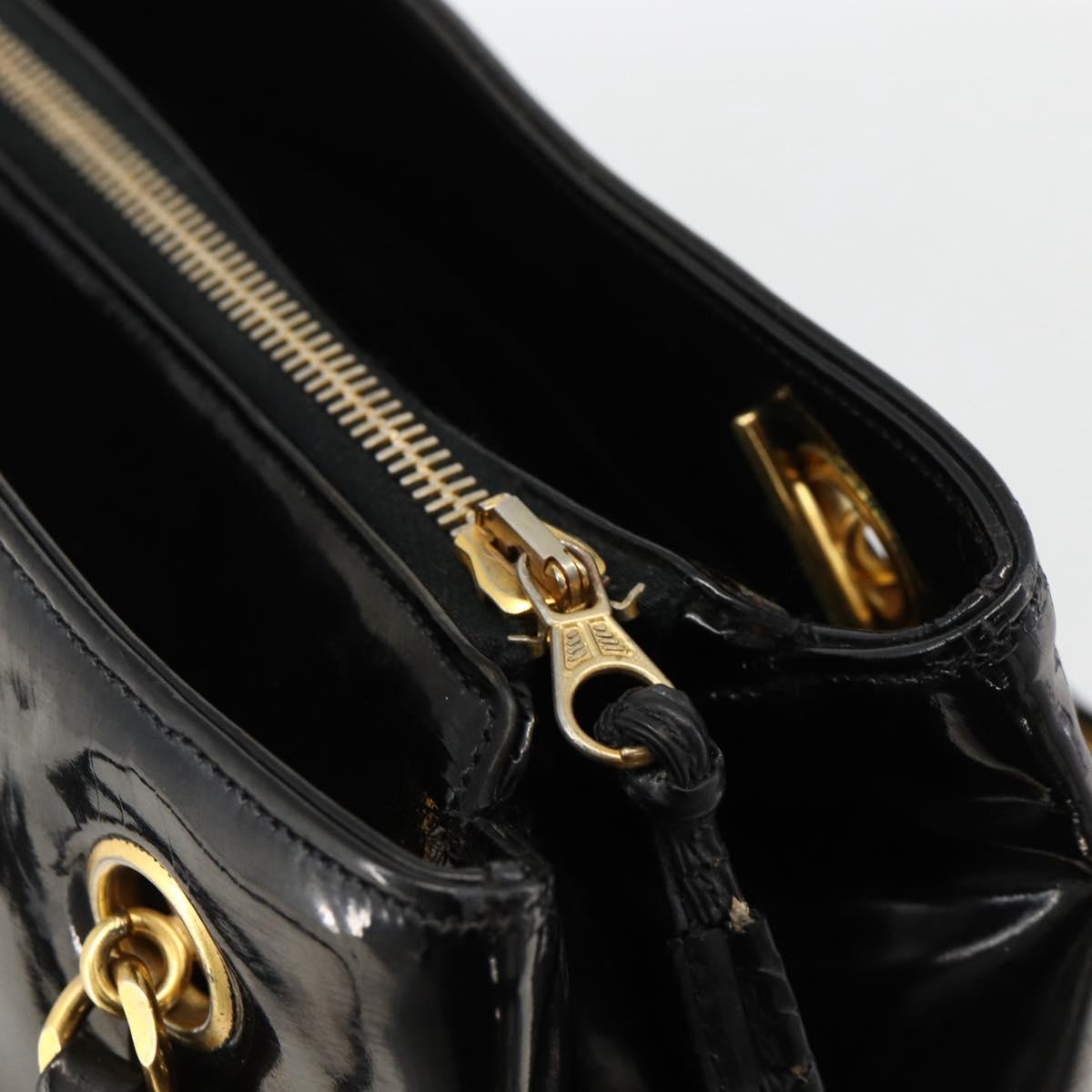 CHANEL Chain Tote Bag Patent Leather Black Gold CC Auth bs34313 - Jerrillo image 9
