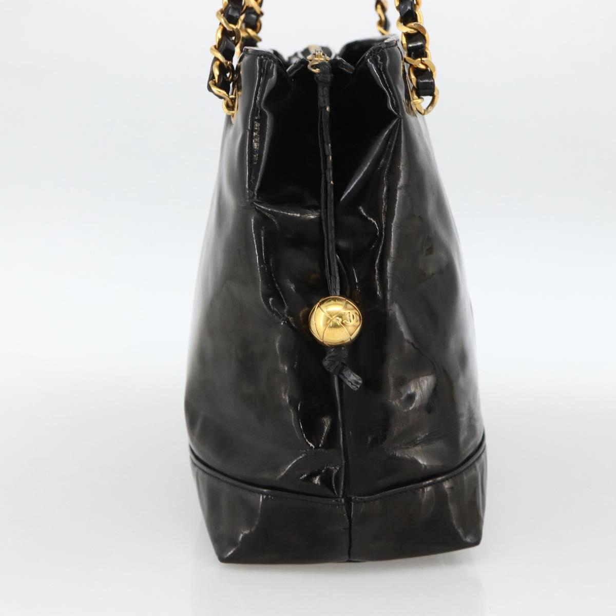 CHANEL Chain Tote Bag Patent Leather Black Gold CC Auth bs34313 - Jerrillo image 3