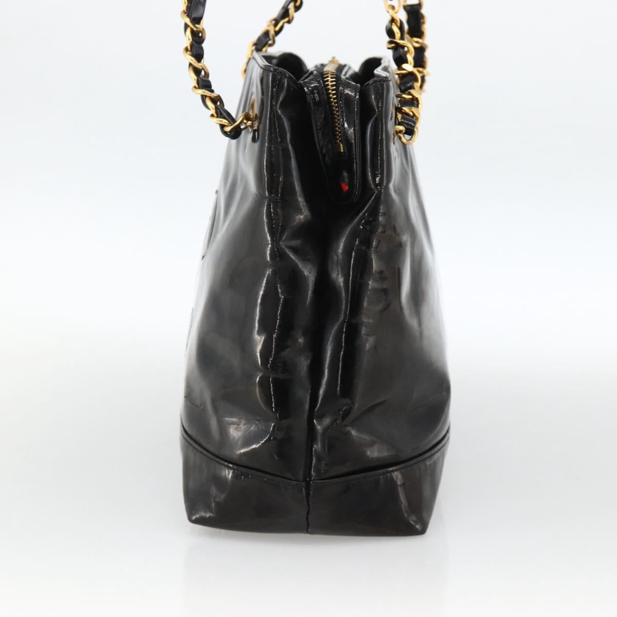 CHANEL Chain Tote Bag Patent Leather Black Gold CC Auth bs34313 - Jerrillo image 4
