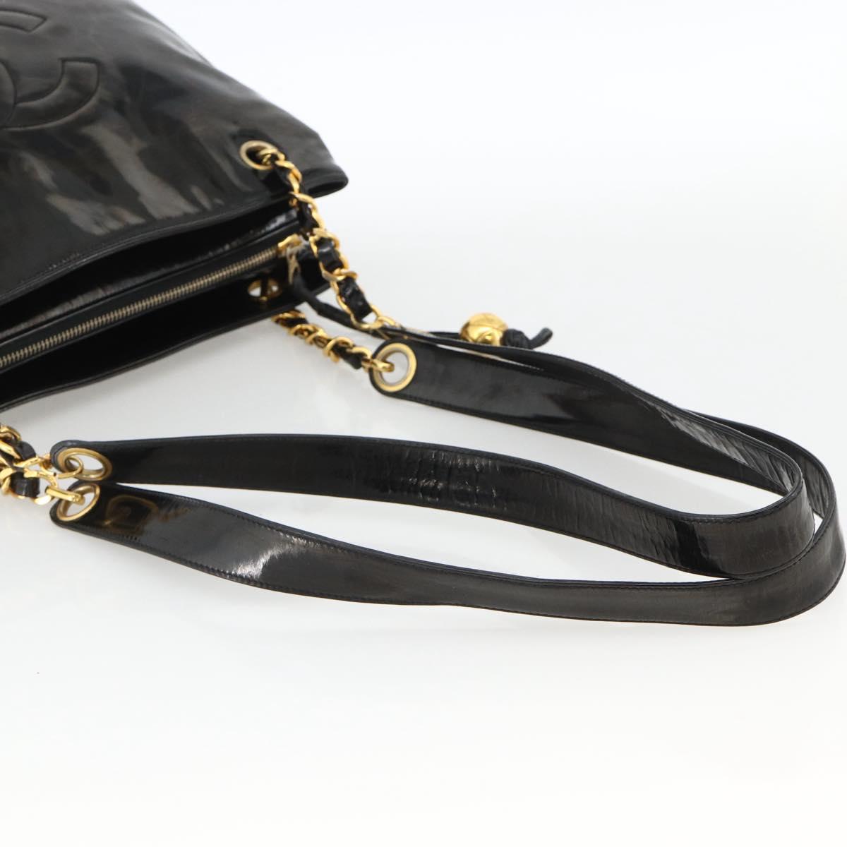 CHANEL Chain Tote Bag Patent Leather Black Gold CC Auth bs34313 - Jerrillo image 7