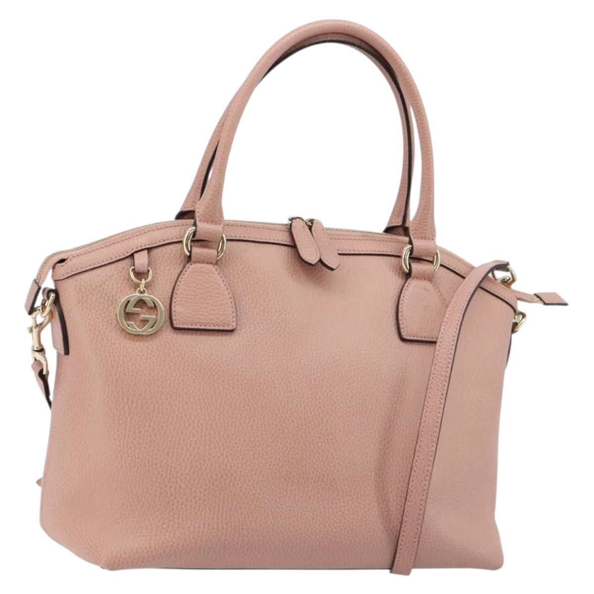 GUCCI Hand Bag Leather 2way Pink Gold 449651 Auth bs35273A - Jerrillo