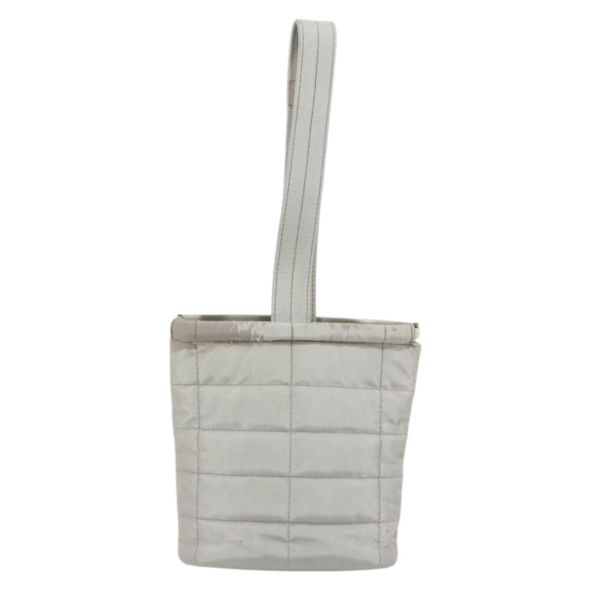 CHANEL Choco Bar Hand Pouch Nylon Silver CC Auth bs35353 - Jerrillo image 3