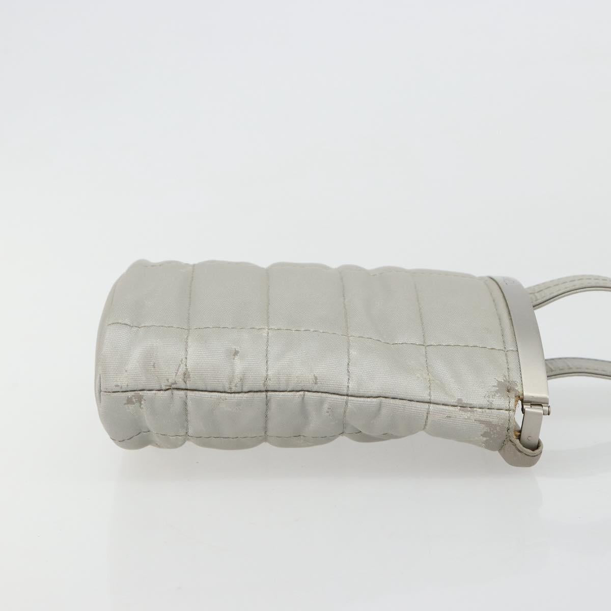 CHANEL Choco Bar Hand Pouch Nylon Silver CC Auth bs35353 - Jerrillo image 4
