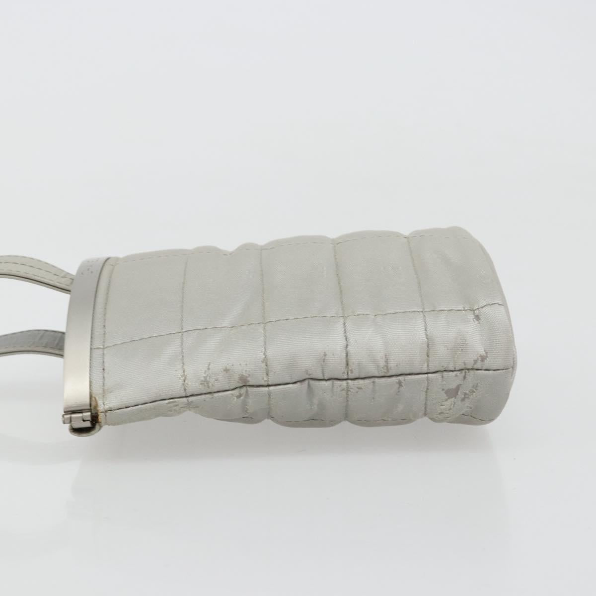 CHANEL Choco Bar Hand Pouch Nylon Silver CC Auth bs35353 - Jerrillo image 5