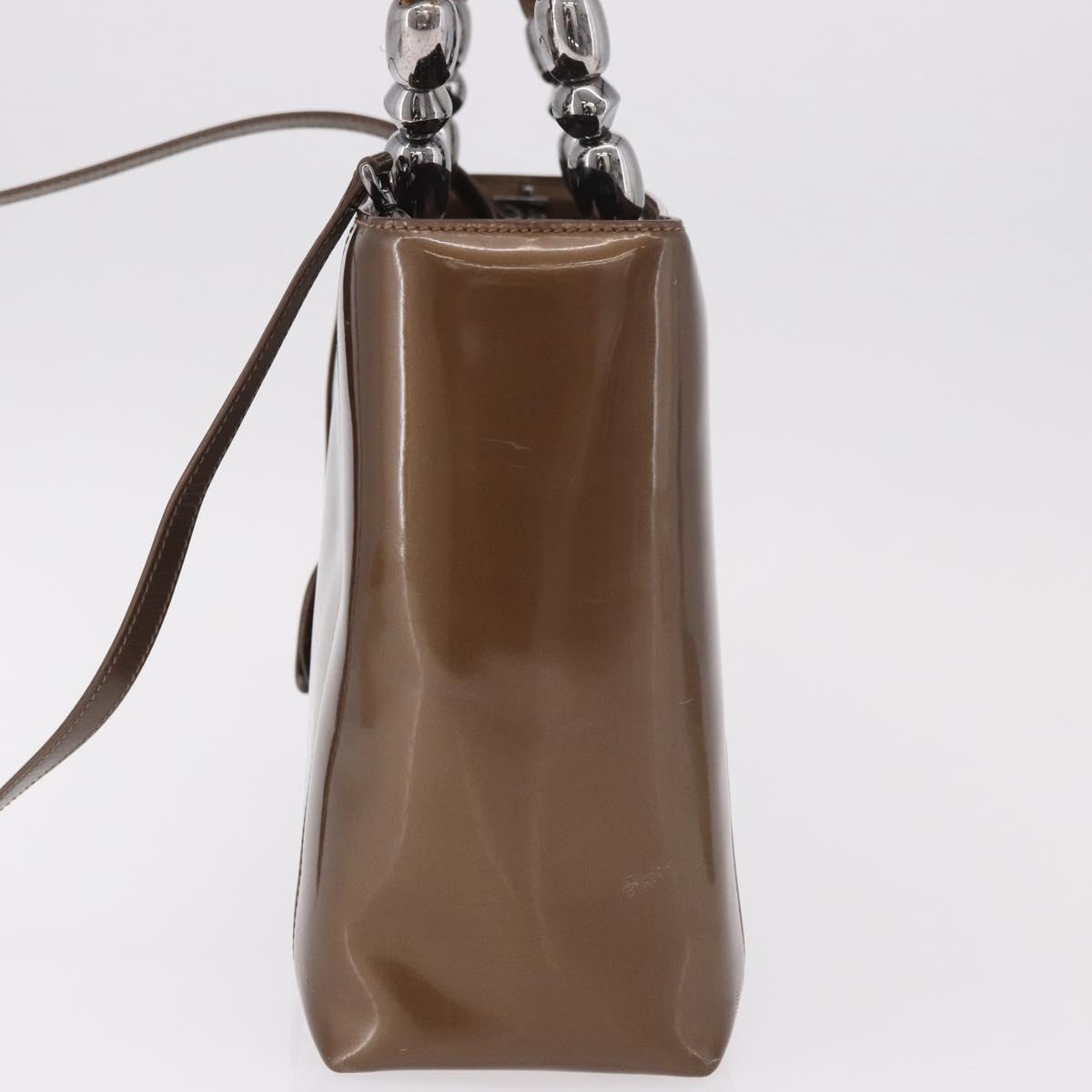 Christian Dior Maris Pearl Bag Patent Leather 2way Bronze Silver Auth bs35429 - Jerrillo image 4