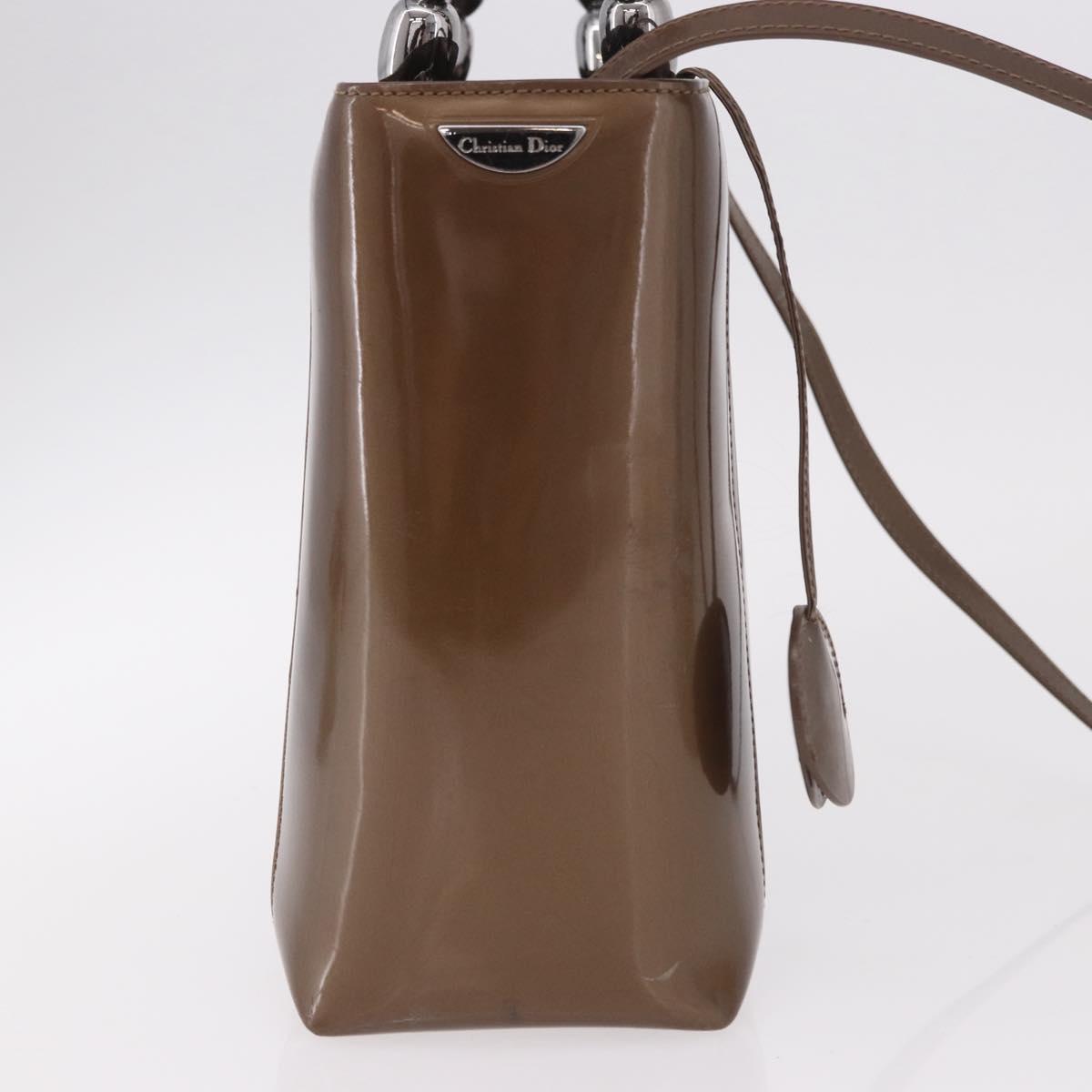 Christian Dior Maris Pearl Bag Patent Leather 2way Bronze Silver Auth bs35429 - Jerrillo image 5